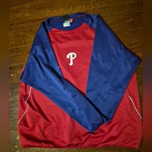 Philadelphia Phillies Mens Sz 3XL Red Blue Majestic Pullover with White Logo